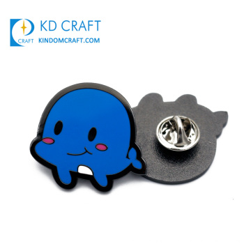 Wholesale cheap custom metal hard enamel epoxy funny cute animal dolphin lapel pin badge with butterfly clutch